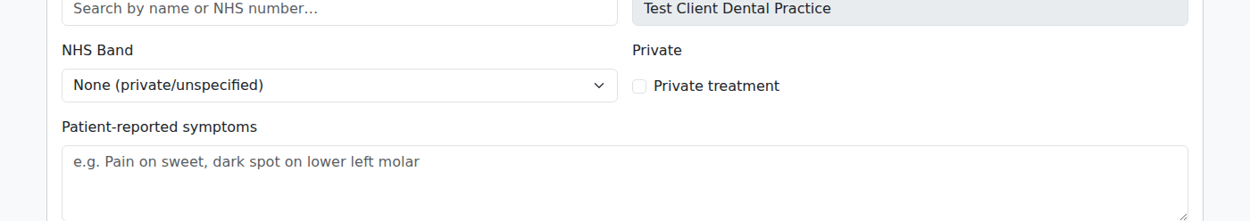 VeriPath Dental — the NHS band and private treatment options on the booking form
