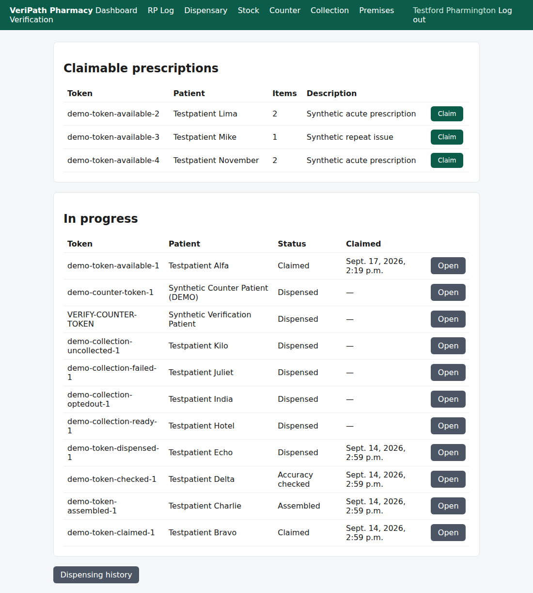 VeriPath Pharmacy — the dispensary queue