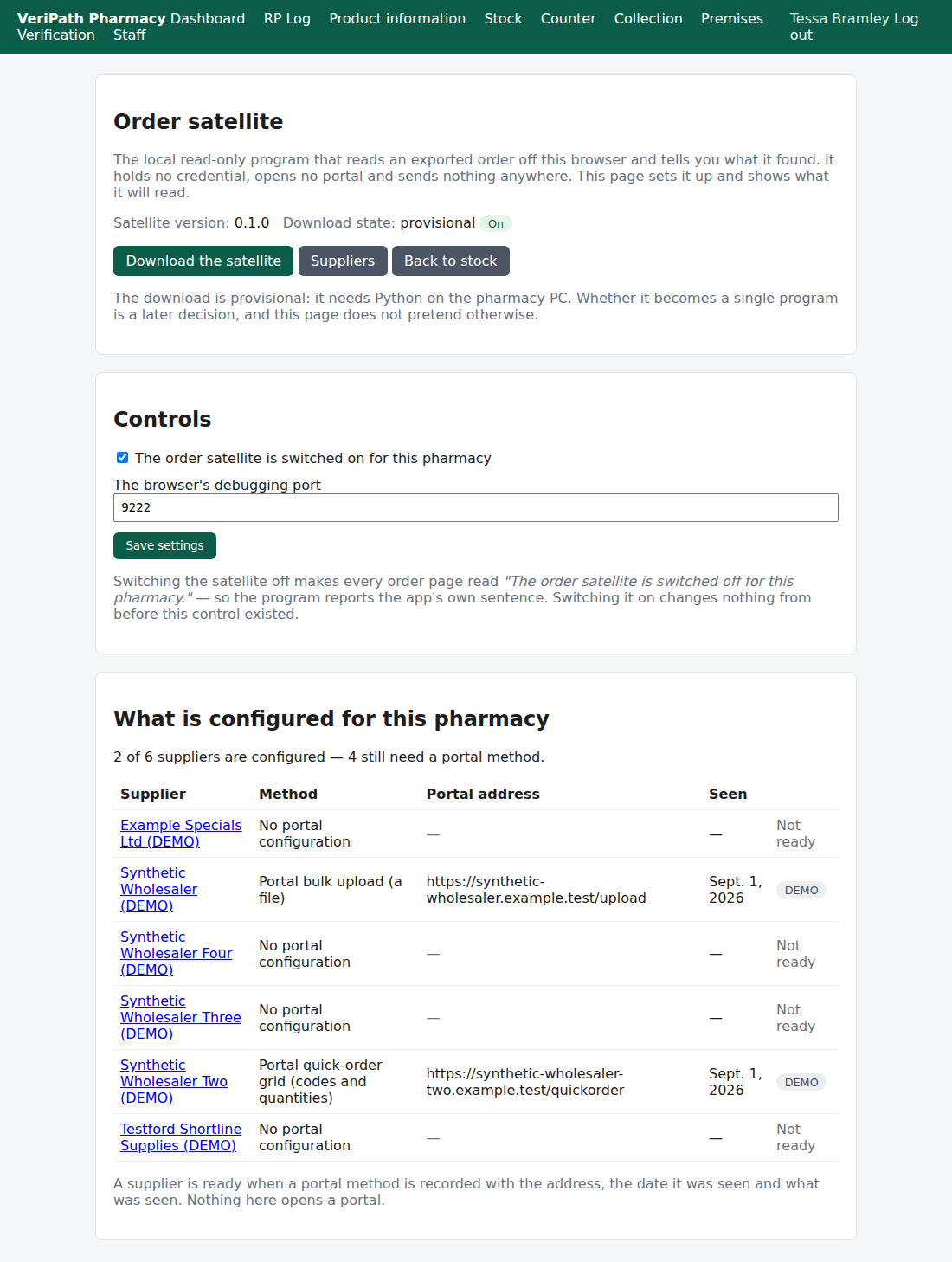 VeriPath Pharmacy — the order satellite screen